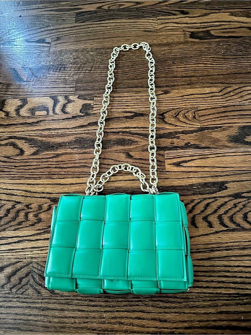 DSW The Chain Cassette Woven Shoulder Bag Green